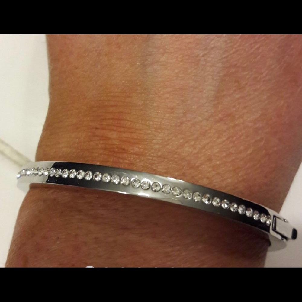 Kate Spade silver bangle with Swarovski crystals